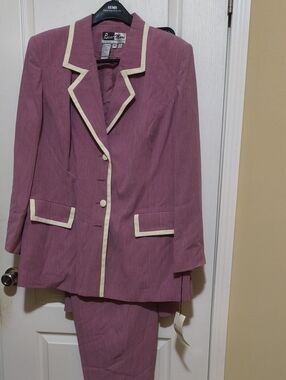 Ben Marc International Women's Mauve Suit with Cream Trim